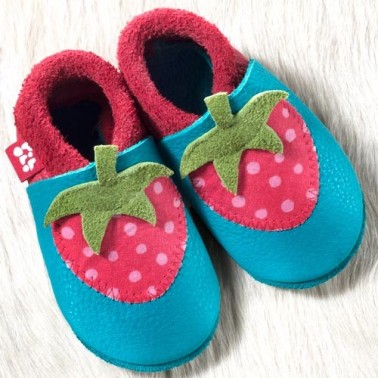 Leather slippers "Pololo" Strawberry