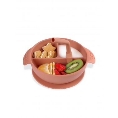 Plate with suction cup compartments