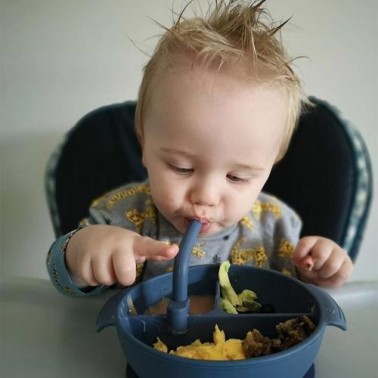 Teller mit Saugnapf blau