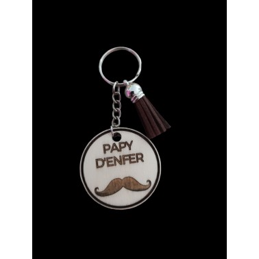 Papy d'enfer wooden key ring