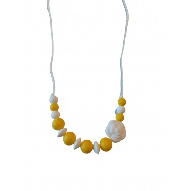 Collier allaitement/portage jaune et blanc