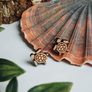 Ohrringe aus Holz Schildkröte