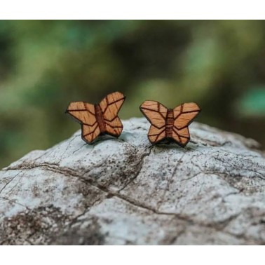 Boucle d'oreilles en bois Papillon