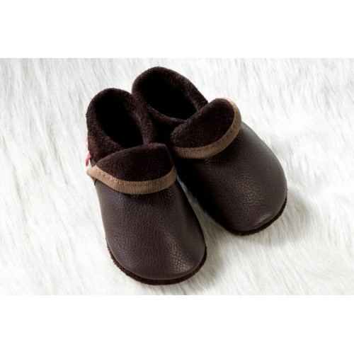Leather slippers "Pololo" Klassick castagno