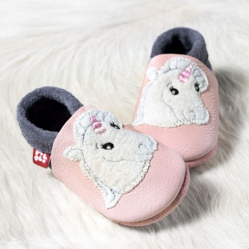 POLOLO Chaussons en cuir " Licorne"