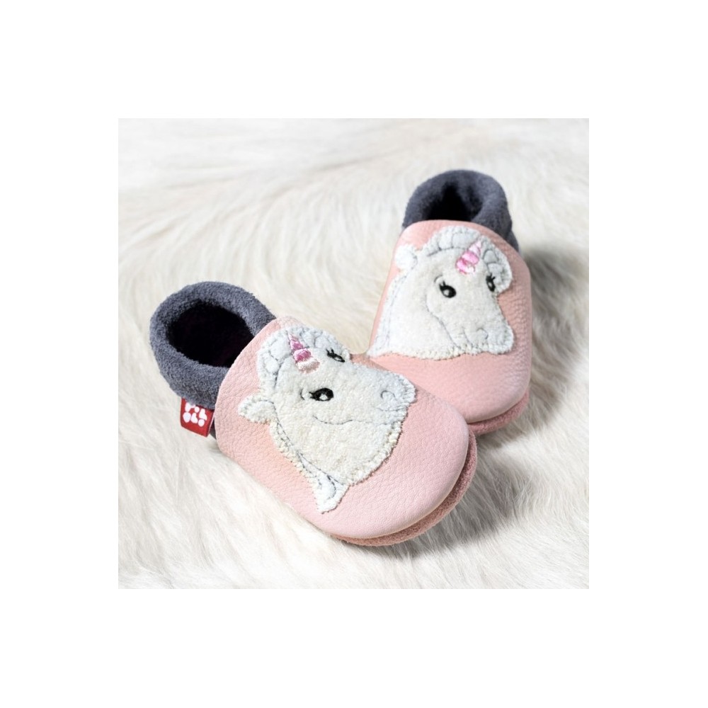 POLOLO Chaussons en cuir " Licorne"