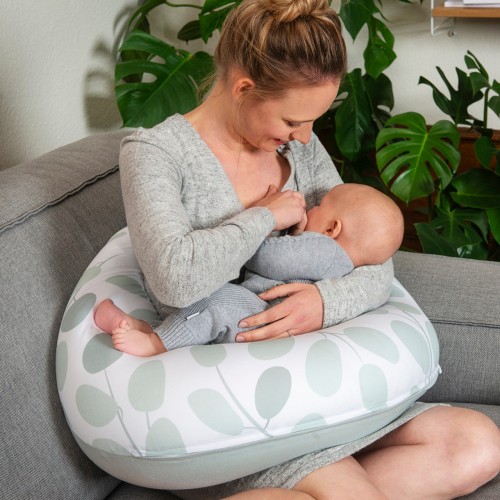 Coussin d'allaitement  "Leaves menthe" 140cm Doomoo