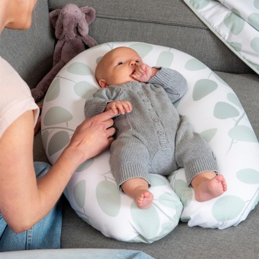 Coussin d'allaitement  "Leaves menthe" 140cm Doomoo